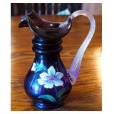 Fenton Messenger Exclusive Art Glass, Royal Purple Hand Painted Vase, Signed By Artist, #918