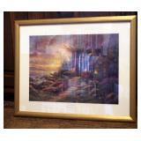 Thomas Kincade Framed Prints QTY 2 "Seaside Hide Away", 18" x 22", "The Village Light House", 22.5" 