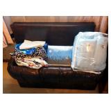 Vinyl Upholstered Blanket Chest Including Fleece Throws, Winter Fleece Sheet Set And More