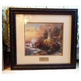 Thomas Kinkade Framed Prints, "Light of Peace", 21.5" x 23", And Cabin In The Mountains, 23" x 24"