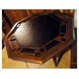 Solid Wood 8- Sided Gaming Table With Bumper Pool And Poker Top, 30.5" x 55.5"