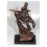 Remington Mountain Man Bronze Sculpture On Stone Base Marked 1098-125.0, 14"H