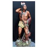 Resin Cast And Painted Store Front Indian, Bottom Marked Rutlander, 72"H x 30" Base Dia
