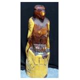 Chain Saw Carved Eagle Welcome Totem By Vicky Bamber, 40"H x 13" Base Dia