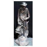 Gilded Plaster Cowboy Statue, 46"H x 18" Base Dia