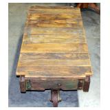 Industrial Rail Road Cart Coffee Table, 14"H x 50"W x 24"D