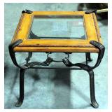 Western Theme Side Table With Metal Legs And Accents, 22"H x 27"W x 27"D