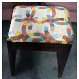 Upholstered High Back Chairs Qty 2, 44"H x 32"W x 28"D And Vintage Vanity Stool