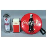 Coca Cola Brand Bottle Cap Wall Telephone, Napkin Holder And Pepsi Cola Straw Holder