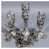 Pewter Bilbo and Gollum Figurine, Pewter Candle Sticks And More, Total Qty 7