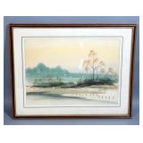 Beach Original Watercolor By Kay Joyce, Matted And Framed, 21" x 17"