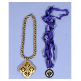 Royal Order Of Jesters 54 Medallion On Ribbon And Heavy Brass Chain With Medallion Marked Geoff