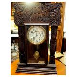 E.Ingrahan Co. Bristol CT USA Gingerbread Clock, Includes The Key, 23" x 14.75" x 4.75"