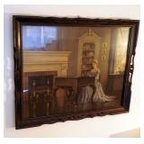 Antique Solid Wood Frame With Victorian Print, 25.5" x 32"