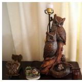 Assorted Owl Collection To Include Ceramic Figurines, Pictures, Lamp And More, Approx. 22 Pieces