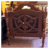 Vintage Round Black Vinyl Foot Stool And 2 Solid Wood Magazine Racks