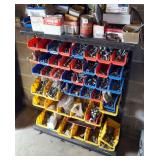 Large Assortment Of Hardware, Nuts, Bolts, Washers And More Includes Bins And Parts Bin Rack