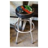 Saw Table Base, Metal 4-Drawer Filing Cabinet And Shop Stools Qty 2