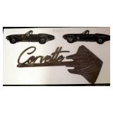 Plasma Cut Steel Wall Art, Corvette Sign 26"L x 12"H And Corvette Cut Outs
