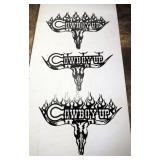 Plasma Cut Steel Wall Art, "Cowboy Up" Long Horns 19" x 26"