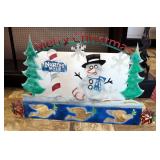Plasma Cut Steel Merry Christmas Snow Man Sign 27" x 46"