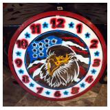 Plasma Cut Steel Wall Art, Eagle Clock Frame 35.5"Dia