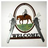 Plasma Cut Steel Wall Art, Welcome Signs With Horse Theme Qty 3, 19" x 27", 19" x 15"
