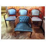 Wood And Upholstered Reception Chairs Qty 3