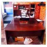 U Shaped Secretary Desk 30"H x 65" x 27", 30" x 64" And 30" x 65" And Hutch 38"H