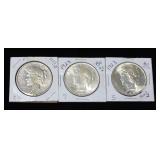 1923 Liberty Silver Dollars Qty 3, One Toned, One D Mint, Two Brilliant Uncirculated