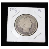 1900 Barber Half Dollar, 1906 Barber Half Dollars Qty 2