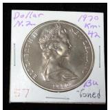 British 1/2 Crowns Qty 4, 1931, 1939, 1962 And 1967 And 1970 New Zealand Dollar Toned And Brilliant 