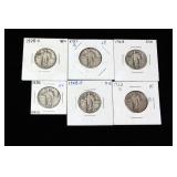 1928 Standing Liberty Quarters Qty 6