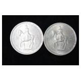 1953 Elizabeth II Dei Gratia Britt Ohm Regina Fidei Defensor 5 Shilling Coins Qty 2
