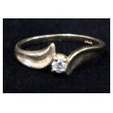 14K Ring With Small Round Diamond, Size 5.5