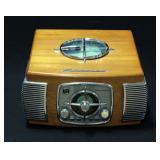 Thunderbird Retro Light Oak Look Turntable Plus Cd Player And Radio With Speaker Jacks
