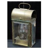 Vintage Copper & Brass Carriage Lantern With Beveled Glass 12"H x 7"W x 5"D, Made In England
