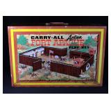 Louis Marx Fort Apache Tin Litho Carry-All Action Play Set With Action Figures