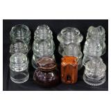 Antique Ceramic Brown Insulators, Other Insulators Include Armstrong, Kerr And Hemingray, Total Qty 