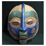 Painted Wood African Mask From Ghana Approx 14" x 11"