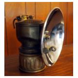Antique Brass Fireliner Justrite Coal Miner Lantern/Miner Helmet Lamp
