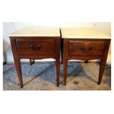 Early American Marble Top End Tables On Casters, 22" x 24" x 18", Qty 2