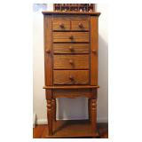 Solid Wood, 5 Drawers, Jewelry Armoire Including Mirror And Necklace Storage Contents Not Included, 