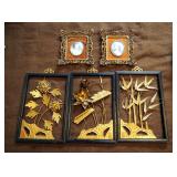 Asian Metal Plant Life Framed Art And Framed Cameos