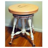 Antique Adjustable Piano Stool With Glass Ball And Claw Feet