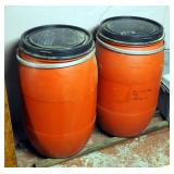 25 Gal Plastic Drums With Lid And Metal Sealing Rings, Qty 2