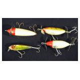 Vintage Fishing Lures, Heddon 2 SOS, 210 Surface and River Runt. Total Qty 4