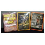 Tin Litho Hunting Signs Qty 6 Novelty Phrases