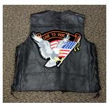 Diamond Plate Buffalo Leather Black Vest, Motorcycle Biker, New With Tag, Large