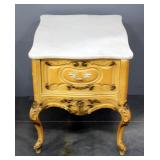 Prince Howard Furniture Co. KC, MO Marble Top End Table With Drawer, Matches Lot 6 And Lot 10, 24"H 